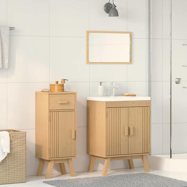 vidaXL Bathroom Furniture Set with Drawer 2 pcs Brown Solid Pine wood