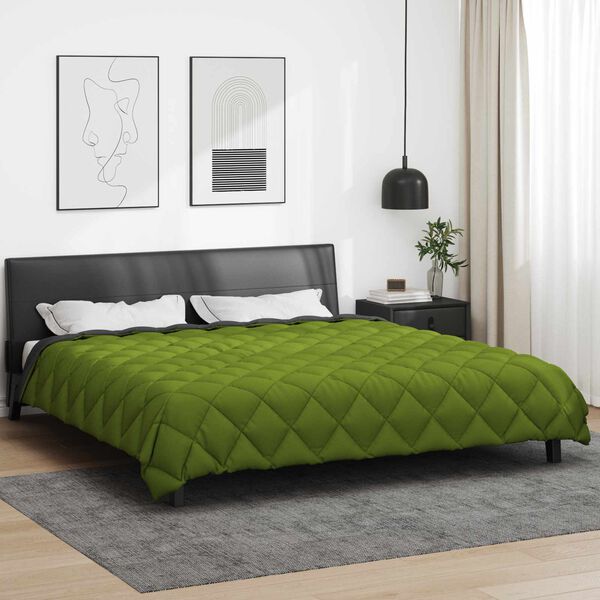 vidaXL Winter Duvet Green and Anthracite 220 x 200 cm Microfiber
