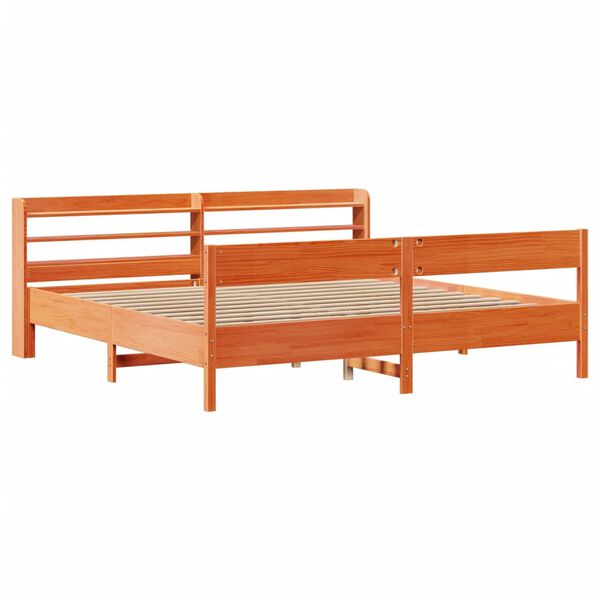 vidaXL Bed Frame without Mattress Wax Brown 200x200 cm Solid Wood Pine