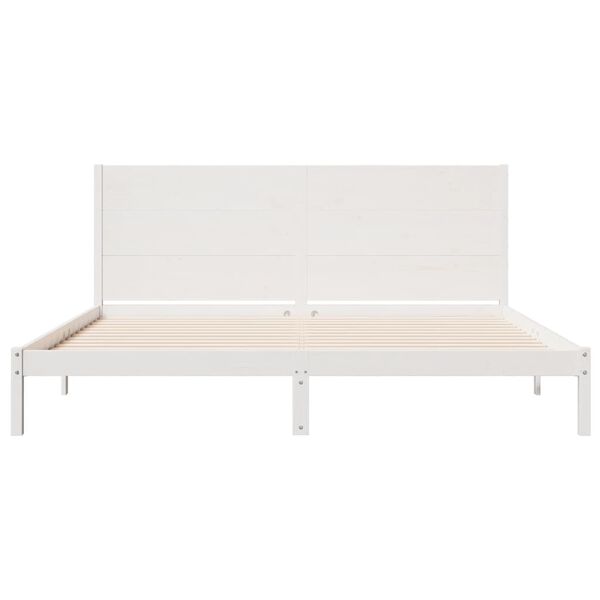 vidaXL Extra Long Bed Frame without Mattress White 200x210 cm Solid Wood
