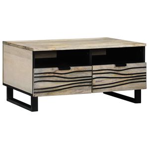 vidaXL Coffee Table Beige and Black 80 x 54 x 40 cm Solid Acacia wood