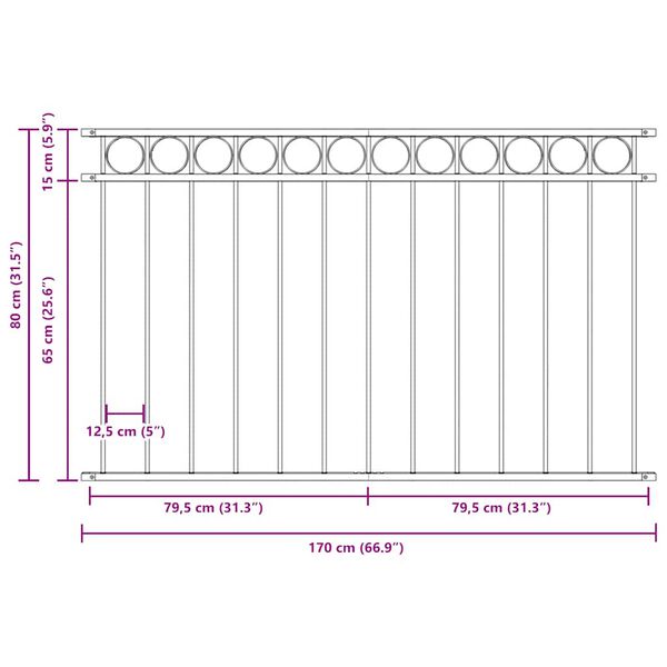 vidaXL Fence Panel Assen Steel 1.7x0.8 m Black