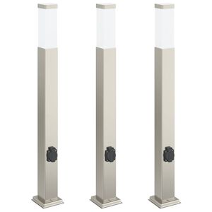 vidaXL Bollard Lights with Outlet 3 pcs 80 cm Stainless Steel IP44