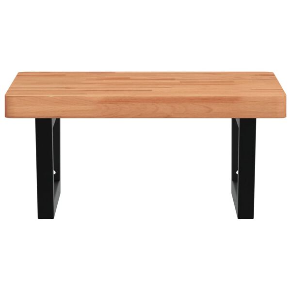 vidaXL Basin Shelf Wall Mounted Steel and Solid Wood Beech