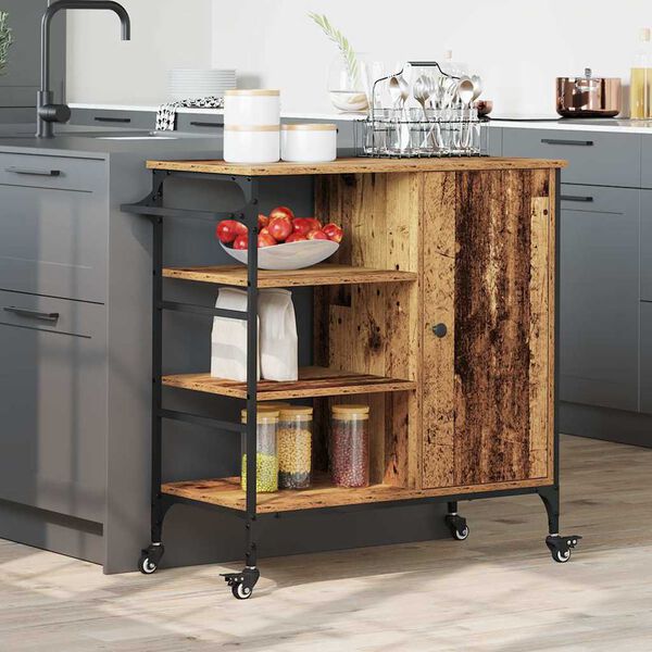 vidaXL Kitchen Trolley Old Wood 87.5 x 39 x 84.5 cm Engineered Wood