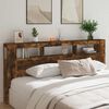 vidaXL LED Headboard Smoked Oak 220x18.5x103.5 cm Engineered Wood