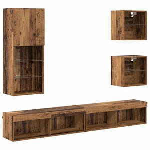 vidaXL TV Wall Units with LED 5 pcs Old Wood Engineered Wood
