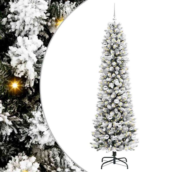 vidaXL Artificial Christmas Tree with 300 LEDs with Stand White 210 cm