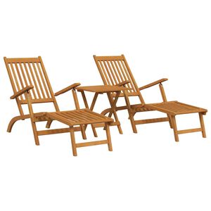 vidaXL Outdoor Deck Chairs with Footrests and Table Solid Wood Acacia