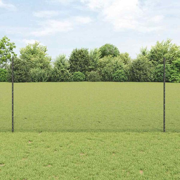 vidaXL Fence with Post Grey 1.2 x 50 m Steel and PVC