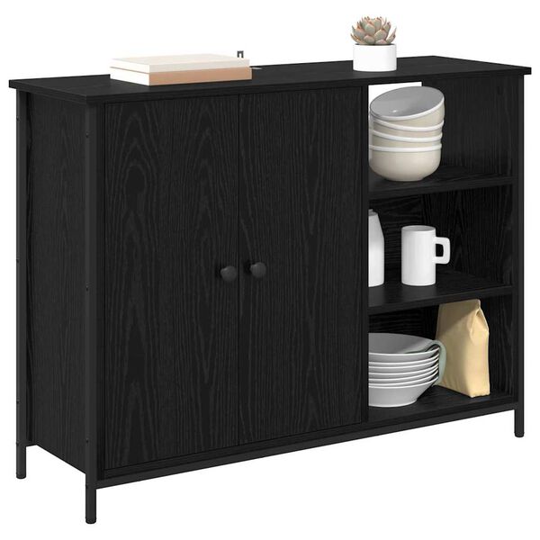 vidaXL Sideboard Black Oak 100 x 33 x 75 cm Engineered Wood