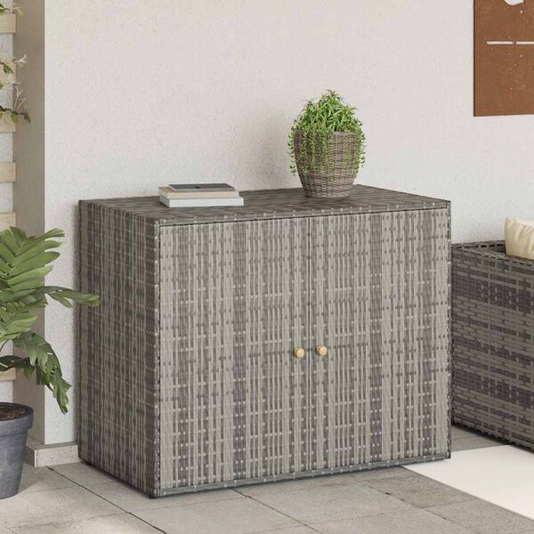 vidaXL Garden Storage Cabinet Grey 100x55.5x80 cm Poly Rattan