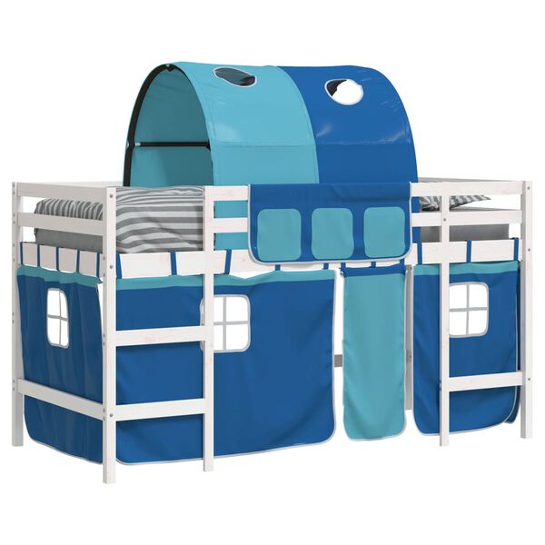 vidaXL Kids' Loft Bed with Tunnel without Mattress Blue 90x190cm