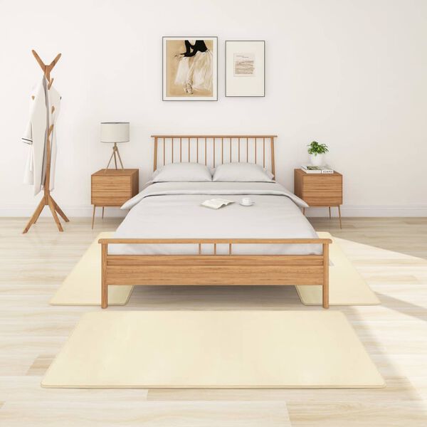 vidaXL Bed Carpets Shaggy High Pile 3 pcs Cream
