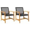 vidaXL Garden Chairs 2 pcs Black Poly Rattan and Acacia Wood