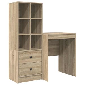 vidaXL Desk with Drawer with Shelf with Storage 2 pcs Sonoma Oak