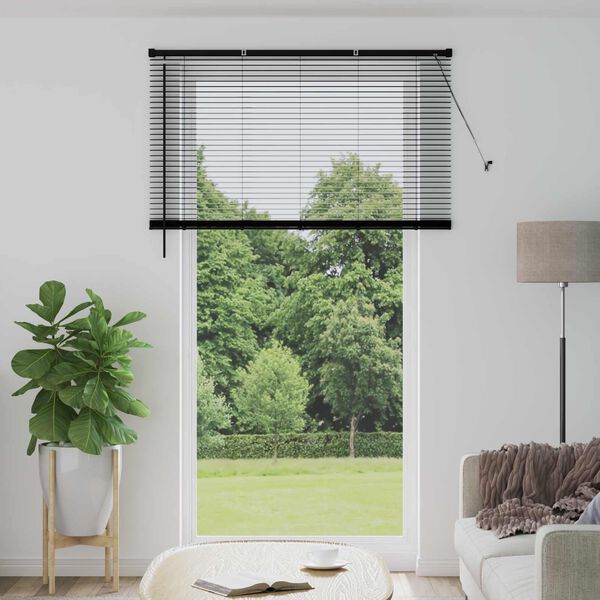 vidaXL Venetian Blind Manual Adjustable Black 213 x 140 cm PVC