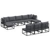 vidaXL Garden Sofa Set with Cushion 10 pcs Black Aluminium