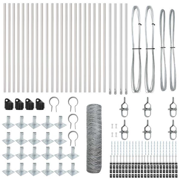 vidaXL Fence Post Silver 50 x 1 m (36 mm mesh) Steel