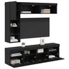 vidaXL TV Cabinet with LED 7 pcs Black Oak Engineered Wood