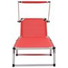vidaXL Folding Sun Loungers with Roof 2 pcs Aluminium&Textilene Red