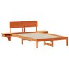 vidaXL Bed Frame with Headboard Wax Brown 120 x 190 cm Solid Pine Wood