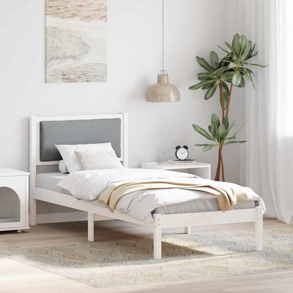 vidaXL Bed Frame with Headboard Light Grey 80 x 190 cm Solid Pine Wood