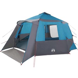 vidaXL Cabin Tent 12-Person with Roof Blue and Grey 500 x 500 x 294 cm