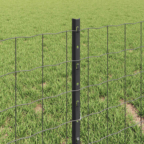 vidaXL Fence with Post Grey 0.4 x 10 m Steel and PVC