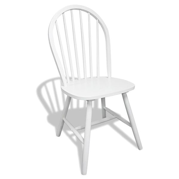vidaXL Dining Chairs 6 pcs White Solid Rubber Wood