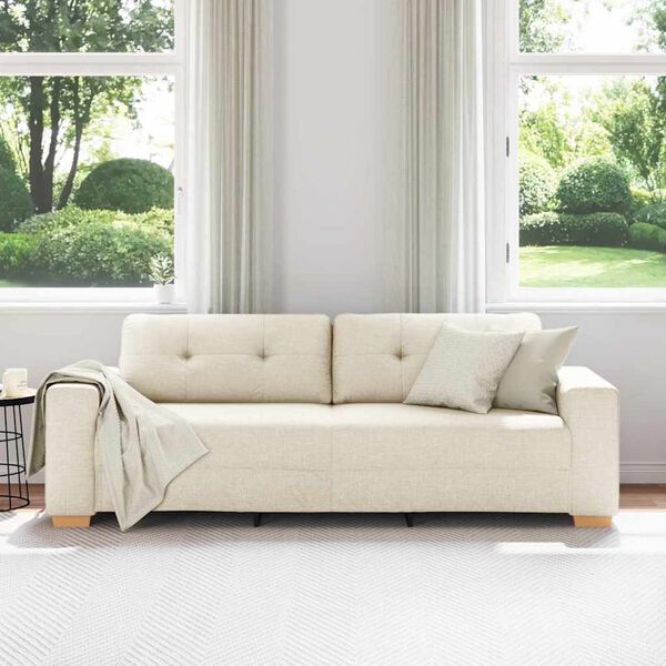 vidaXL Sofa Beige 221 x 78 x 80 cm Linen