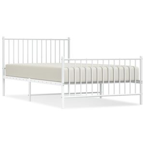 vidaXL Metal Bed Frame without Mattress with Footboard White 107x203cm