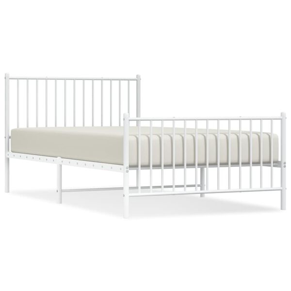 vidaXL Metal Bed Frame without Mattress with Footboard White 107x203cm