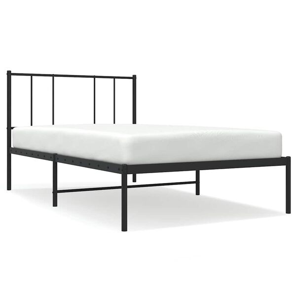 vidaXL Metal Bed Frame without Mattress with Headboard Black 100x190cm