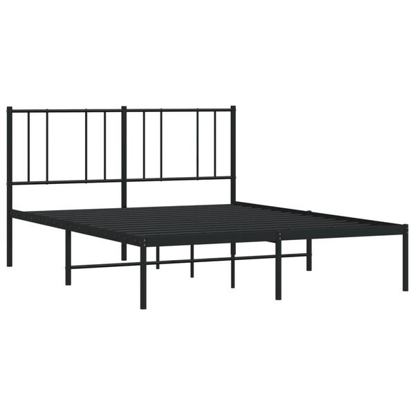 vidaXL Metal Bed Frame without Mattress with Headboard Black 140x190cm