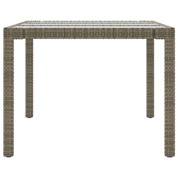 vidaXL Garden Table Grey 190x90x75 cm Tempered Glass and Poly Rattan