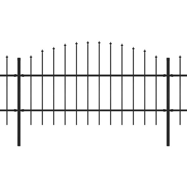 vidaXL Garden Fence with Spear Top Steel 892.5x100 cm Black