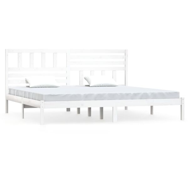 vidaXL Bed Frame without Mattress White 180x200 cm Super King Solid Wood Pine