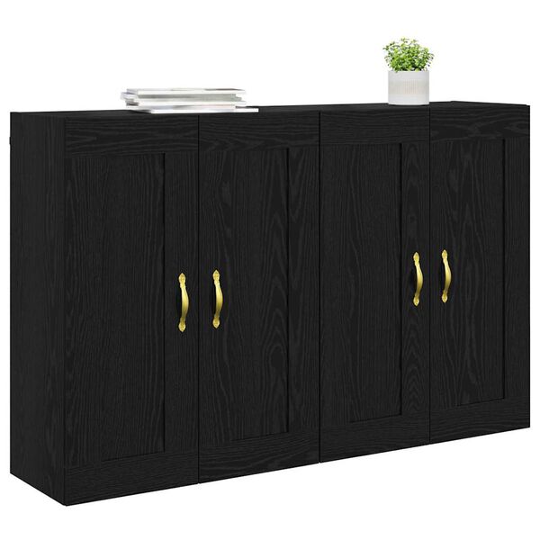 vidaXL Wall-mounted Cabinet 2 pcs Black Oak 69.5 x 34 x 90 cm