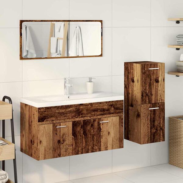vidaXL 4 Piece Bathroom Furniture Set Old Wood Engineered Wood
