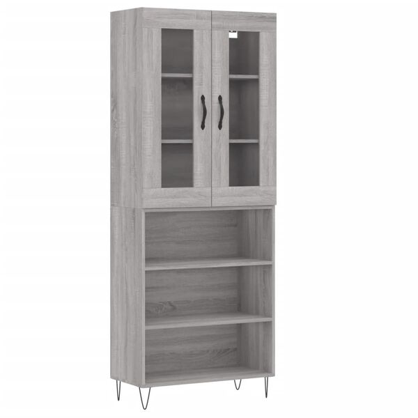 vidaXL Highboard Grey Sonoma 69.5x34x180 cm Engineered Wood