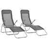 vidaXL Folding Sun Loungers 2 pcs Textilene Anthracite