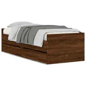 vidaXL Bed Frame with Drawers without Mattress Brown Oak 90x190 cm Single