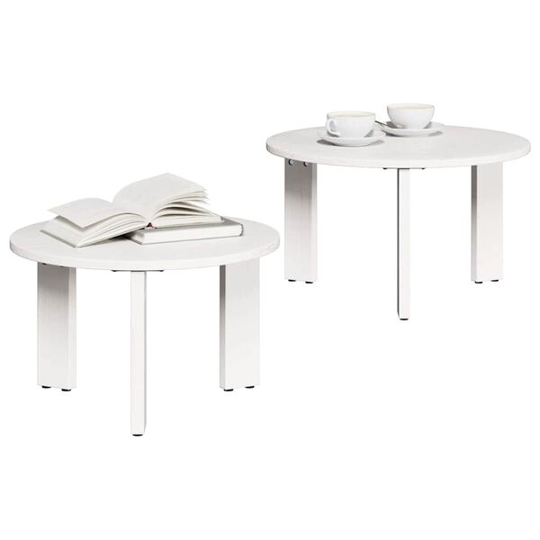 vidaXL Coffee Table 2 pcs White Solid Pine wood