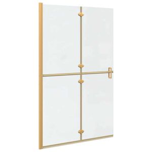 vidaXL Walk-in shower wall Folding Gold and transparent 120 x 190 cm