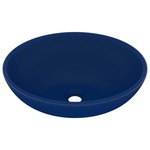 vidaXL Luxury Basin Oval-shaped Matt Dark Blue 40x33 cm Ceramic
