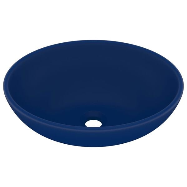 vidaXL Luxury Basin Oval-shaped Matt Dark Blue 40x33 cm Ceramic
