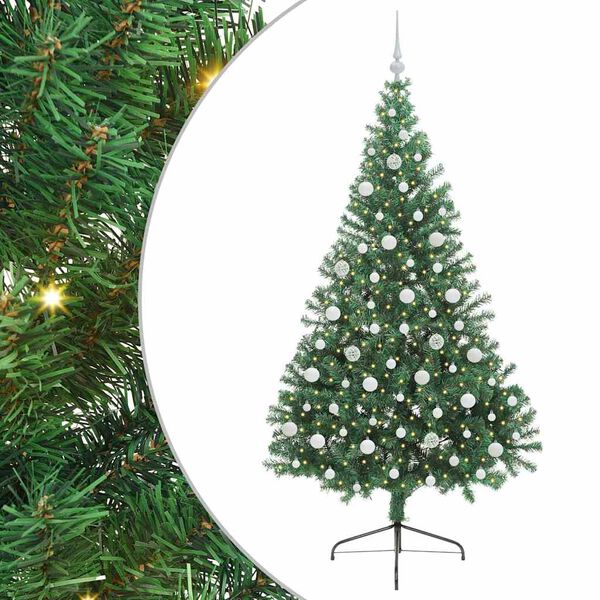 vidaXL Artificial Pre-lit Christmas Tree Green 210 cm PVC