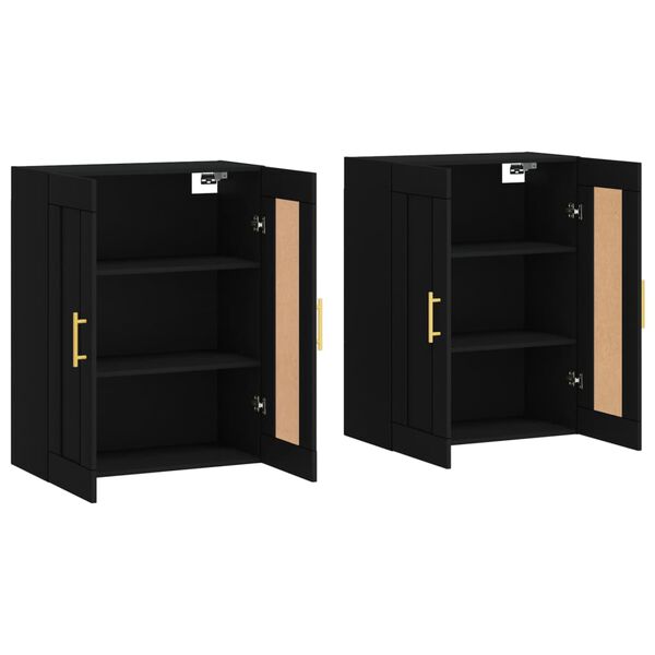 vidaXL Wall Mounted Cabinets 2 pcs Black Engineered Wood
