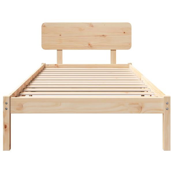 vidaXL Bed Frame with Headboard Natural 100 x 200 cm Solid Pine Wood